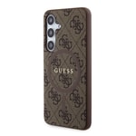 Galaxy S24 Kılıf Guess Orjinal Lisanslı M-safe Şarj Özellikli PU Halkalı 4G Desenli Yazı Logolu Kapak