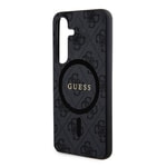 Galaxy S24 Kılıf Guess Orjinal Lisanslı M-safe Şarj Özellikli PU Halkalı 4G Desenli Yazı Logolu Kapak