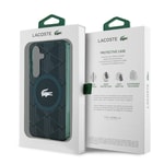 Galaxy S24 Kılıf Lacoste Orjinal Lisanslı M-safe Şarj Özellikli Çift Katmanlı Timsah Logolu Blend Monogram Kapak