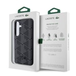 Galaxy S24 Kılıf Lacoste Orjinal Lisanslı M-safe Şarj Özellikli PU Deri Görünümlü Karışık Monogram Desenli Kapak