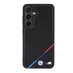 Galaxy S24 Plus Kılıf BMW Orjinal Lisanslı M-safe Şarj Özellikli M Logolu Üç Çizgili PU Karbon Kapak