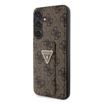 Galaxy S24 Plus Kılıf Guess Orjinal Lisanslı 4G Desenli Üçgen Logolu Standlı Deri Kapak