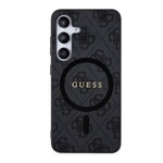 Galaxy S24 Plus Kılıf Guess Orjinal Lisanslı M-safe Şarj Özellikli PU Halkalı 4G Desenli Yazı Logolu Kapak