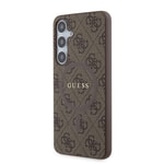 Galaxy S24 Plus Kılıf Guess Orjinal Lisanslı M-safe Şarj Özellikli PU Halkalı 4G Desenli Yazı Logolu Kapak