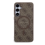 Galaxy S24 Plus Kılıf Guess Orjinal Lisanslı M-safe Şarj Özellikli PU Halkalı 4G Desenli Yazı Logolu Kapak