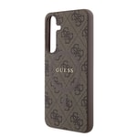 Galaxy S24 Plus Kılıf Guess Orjinal Lisanslı M-safe Şarj Özellikli PU Halkalı 4G Desenli Yazı Logolu Kapak
