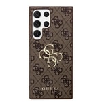 Galaxy S24 Ultra Kılıf Guess Orjinal Lisanslı PU Deri Yazı ve 4G Metal Logolu Desenli Kapak