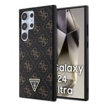 Galaxy S24 Ultra Kılıf Guess Orjinal Lisanslı PU Üçgen Logo 4G Desenli Kapak