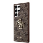 Galaxy S24 Ultra Kılıf Guess Orjinal Lisanslı PU Deri Yazı ve 4G Metal Logolu Desenli Kapak