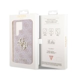 Galaxy S24 Ultra Kılıf Guess Orjinal Lisanslı PU Deri Yazı ve 4G Metal Logolu Desenli Kapak