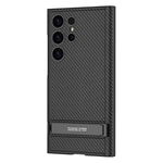 Galaxy S24 Ultra Kılıf Kamera Korumalı Karbon Tasarım Zore Droga Standlı Kartlıklı Kapaklı Kılıf