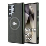 Galaxy S24 Ultra Kılıf Lacoste Orjinal Lisanslı M-safe Şarj Özellikli Çift Katmanlı Timsah Logolu Blend Monogram Kapak