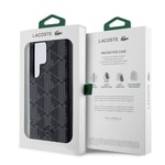 Galaxy S24 Ultra Kılıf Lacoste Orjinal Lisanslı M-safe Şarj Özellikli PU Deri Görünümlü Karışık Monogram Desenli Kapak