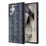 Galaxy S24 Ultra Kılıf Lacoste Orjinal Lisanslı M-safe Şarj Özellikli PU Deri Görünümlü Karışık Monogram Desenli Kapak