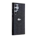 Galaxy S24 Ultra Kılıf Lacoste Orjinal Lisanslı M-safe Şarj Özellikli Çift Katmanlı Timsah Logolu Blend Monogram Kapak