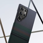 Galaxy S24 Ultra Kılıf M-safe Şarj Özellikli Karbon Fiber Tasarımlı Benks Aurora ArmorAir Kevlar Kapak