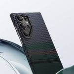 Galaxy S24 Ultra Kılıf M-safe Şarj Özellikli Karbon Fiber Tasarımlı Benks Aurora ArmorAir Kevlar Kapak