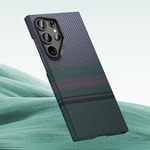 Galaxy S24 Ultra Kılıf M-safe Şarj Özellikli Karbon Fiber Tasarımlı Benks Aurora ArmorAir Kevlar Kapak