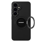 Galaxy S25 Kılıf M-safe Şarj Özellikli 360° Standlı Basit Mat Deri Desenli Youngkit Tech Leather Serisi Kapak