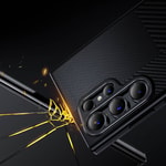 Galaxy S25 Kılıf M-safe Şarj Özellikli Karbon Fiber Benks Montage Hybrid ArmorPro Kevlar Kapak