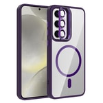 Galaxy S25 Kılıf Standlı ve Kamera Lens Hediyeli M-Safe Şarj Özellikli Zore Etro Kapak