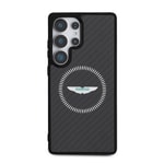 Galaxy S25 Ultra Kılıf Aston Martin Orjinal Lisanslı M-safe Şarj Özellikli Radyal Halka ve Karbon Fiber Tasarımlı Kapak