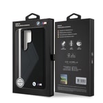 Galaxy S25 Ultra Kılıf BMW Orjinal Lisanslı M-safe Şarj Özellikli M Logolu Oversize Çizgili PU Deri Kapak