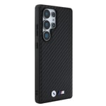 Galaxy S25 Ultra Kılıf BMW Orjinal Lisanslı M-safe Şarj Özellikli Karbon Fiber Tasarımlı ve Metal Logolu PU Deri Kapak