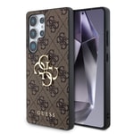 Galaxy S25 Ultra Kılıf Guess Orjinal Lisanslı PU Deri 4G Desenli Metal Büyük 4G ve Yazı Logolu Kapak