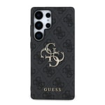 Galaxy S25 Ultra Kılıf Guess Orjinal Lisanslı PU Deri 4G Desenli Metal Büyük 4G ve Yazı Logolu Kapak