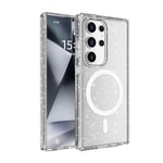 Galaxy S25 Ultra Kılıf M-safe Şarj Özellikli Parlayan Simli Saydam Renkli Zore Allstar Kapak