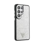 Galaxy S26 Ultra Kılıf Guess Orjinal Lisanslı M-safe Şarj Özellikli Metal Kamera Çerçeveli Üçgen Logolu Glitter Kapak