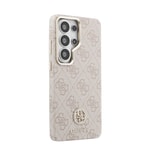 Galaxy S26 Ultra Kılıf Guess Orjinal Lisanslı M-safe Şarj Özellikli Gold Metal Kamera Çerçeveli Taşlı 4G Logolu Kapak