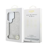 Galaxy S26 Ultra Kılıf Guess Orjinal Lisanslı M-safe Şarj Özellikli Metal Kamera Çerçeveli Üçgen Logolu Glitter Kapak