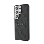 Galaxy S26 Ultra Kılıf Guess Orjinal Lisanslı M-safe Şarj Özellikli Metal Kamera Çerçeveli PU Deri 4G Desenli Yazı Logolu Kapak