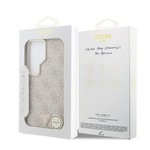 Galaxy S26 Ultra Kılıf Guess Orjinal Lisanslı M-safe Şarj Özellikli Gold Metal Kamera Çerçeveli Taşlı Üçgen Logo 4G Desenli Kapak