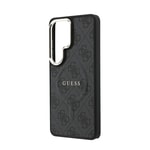 Galaxy S26 Ultra Kılıf Guess Orjinal Lisanslı M-safe Şarj Özellikli Metal Kamera Çerçeveli PU Deri 4G Desenli Yazı Logolu Kapak