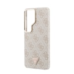 Galaxy S26 Ultra Kılıf Guess Orjinal Lisanslı M-safe Şarj Özellikli Gold Metal Kamera Çerçeveli Taşlı Üçgen Logo 4G Desenli Kapak