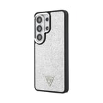 Galaxy S26 Ultra Kılıf Guess Orjinal Lisanslı M-safe Şarj Özellikli Metal Kamera Çerçeveli Üçgen Logolu Glitter Kapak