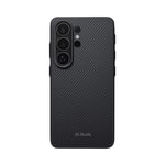 Galaxy S26 Ultra Kılıf M-safe Şarj Özellikli 600D Aramid Fiber Pitaka Cairn Serisi Black-Grey Twill Kapak