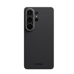 Galaxy S26 Ultra Kılıf M-safe Şarj Özellikli 600D Aramid Fiber Pitaka Ultra-Slim Classic Serisi Black-Grey Twill Kapak