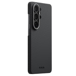 Galaxy S26 Ultra Kılıf M-safe Şarj Özellikli 600D Aramid Fiber Pitaka Ultra-Slim Classic Serisi Black-Grey Twill Kapak