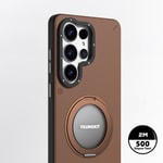 Galaxy S26 Ultra Kılıf M-safe Şarj Özellikli 360° Standlı Basit Mat Deri Desenli Youngkit Tech Leather Serisi Kapak