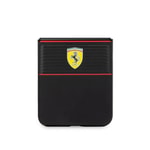 Galaxy Z Flip 5 Kılıf Ferrari Orjinal Lisanslı PU Deri Metal Logolu Multi Çizgili Kapak