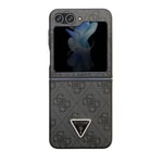 Galaxy Z Flip 5 Kılıf Guess Orjinal Lisanslı PU Deri Taşlı Üçgen Logo 4G Desenli Strass Kapak
