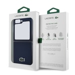 Galaxy Z Flip 6 Kılıf Lacoste Orjinal Lisanslı M-safe Şarj Özellikli Pike Desenli Arka Yüzey İkonik Timsah Dokuma Logolu Kapak