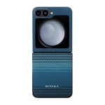 Galaxy Z Flip 6 Kılıf M-safe Şarj Özellikli Aramid Fiber Pitaka Tactile Woven Sunset-Moonrise Serisi Moonrise Kapak