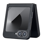 Galaxy Z Flip 6 Kılıf M-safe Şarj Özellikli 600D Aramid Fiber Pitaka Ultra-Slim Classic Serisi Black-Grey Twill Kapak