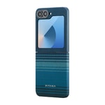 Galaxy Z Flip 6 Kılıf M-safe Şarj Özellikli Aramid Fiber Pitaka Tactile Woven Sunset-Moonrise Serisi Moonrise Kapak
