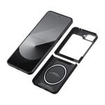 Galaxy Z Flip 6 Kılıf M-safe Şarj Özellikli 600D Aramid Fiber Pitaka Ultra-Slim Classic Serisi Black-Grey Twill Kapak